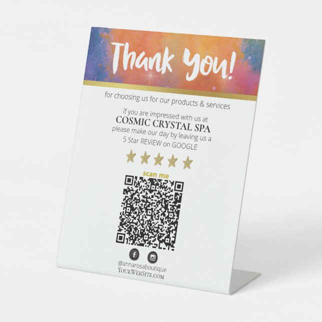 *~* QR THANK YOU REVIEW Galaxy Cosmic Nebula AP8 Pedestal Sign (Front)