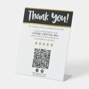 *~* QR THANK YOU REVIEW Pastel HOLO AP8 Pedestal Sign