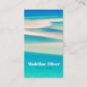 QR Travel Business Ocean Beach Sea Aqua Blue  Card