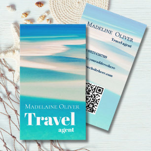 QR Travel Business Ocean Beach Sea Modern Blue Card