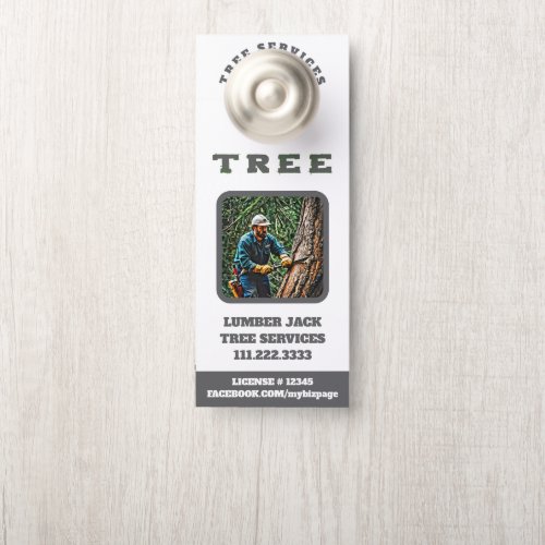 *~*  QR Tree Man  Lumber Jack Tree Services Door Door Hanger