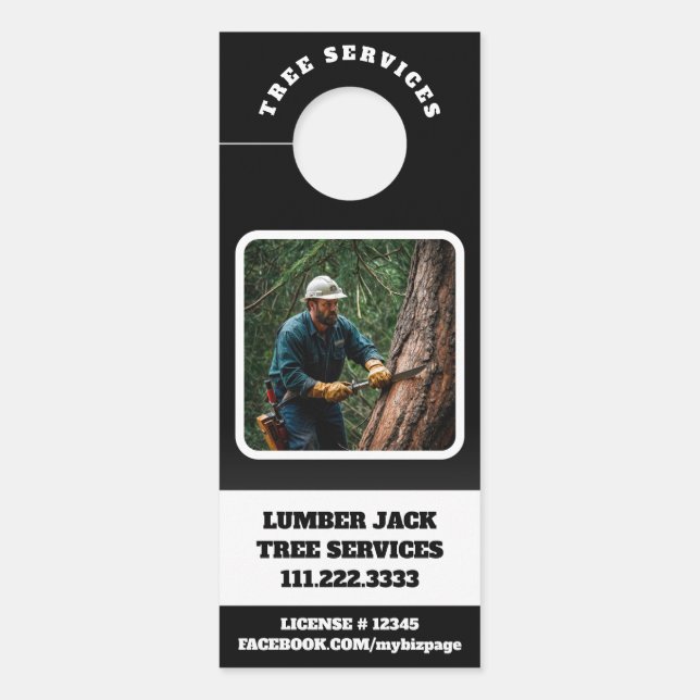 *~* QR Tree Services Lumber Jack Door Hanger (Front)