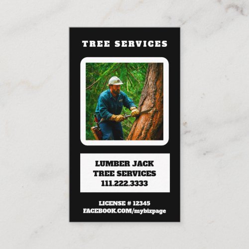 *~* QR Tree Services Lumber Jack Tree Trunk  Business Card
