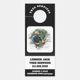 *~*  QR Tree Services  Man Lumber Jack Door Door Hanger