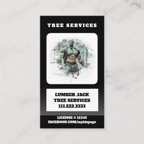 *~*  QR Tree Services Muscular Man Artistic Business Card