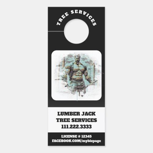 *~*  QR Tree Services  Muscular Man  Door Door Hanger