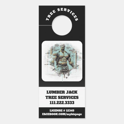 *~*  QR Tree Services  Muscular Man  Door Door Hanger