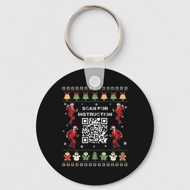 Qr Trump Dance Code President Scan For Instruction Keychain (Front)