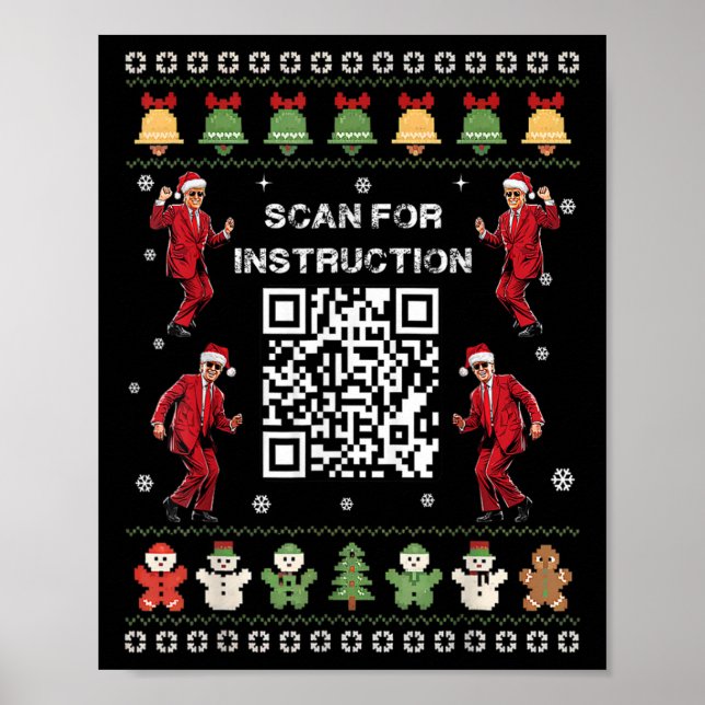 Qr Trump Dance Code President Scan For Instruction Poster (Front)