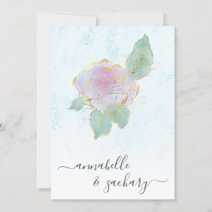 *~* QR TURQUOISE Damask RSVP Rose AR12 Wedding Inv Invitation