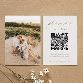 QR Wedding Please Scan To Gold Photo RSVP Enclosure Card