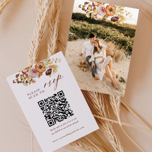 QR Wedding Rustic Fall Photo RSVP Enclosure Card