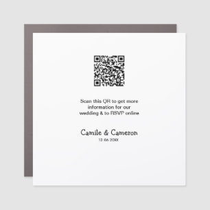 QR WEDDING WEBSITE add photoname date black white Car Magnet
