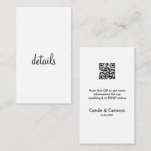 QR WEDDING WEBSITE add photoname date black white  Enclosure Card