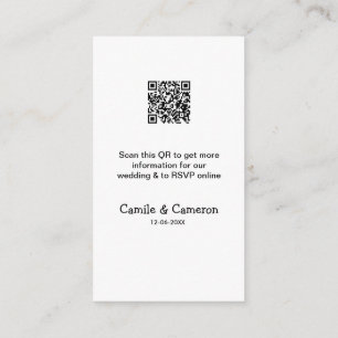 QR WEDDING WEBSITE add photoname date black white Enclosure Card