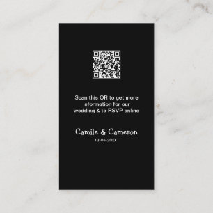 QR WEDDING WEBSITE add photoname date black white  Enclosure Card