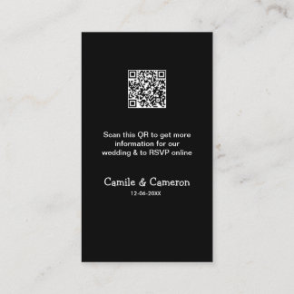 QR WEDDING WEBSITE add photoname date black white Enclosure Card