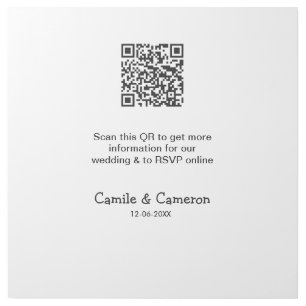 QR WEDDING WEBSITE add photoname date black white  Gallery Wrap