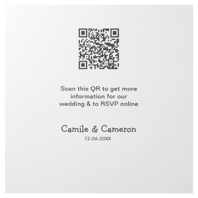 QR WEDDING WEBSITE add photoname date black white  Gallery Wrap (Front)