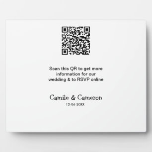 QR WEDDING WEBSITE add photoname date black white  Plaque