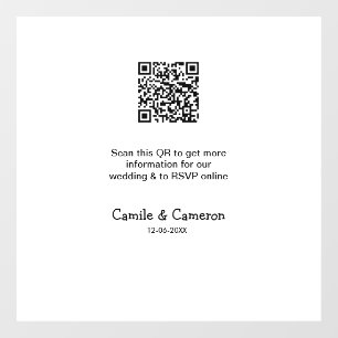 QR WEDDING WEBSITE add photoname date black white Window Cling