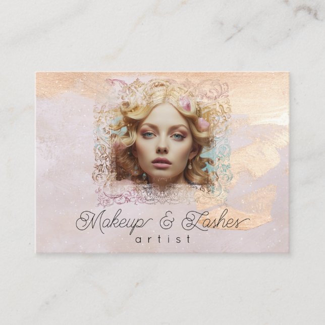 *~* QR Women Girly Beige Peach Pastel Business Card (Front)