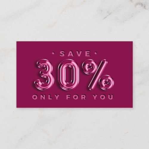 QRCODE 30OFF Discount Balloon Pink Berry Rose Business Card