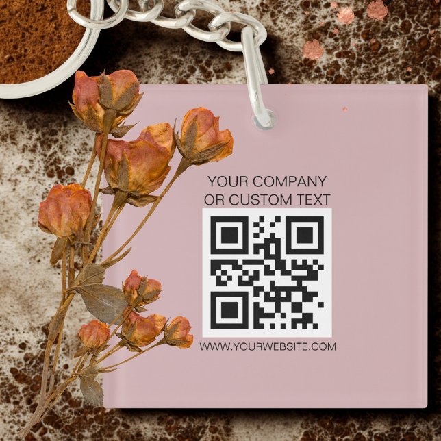  QRcode  black company name, custom text, website  Keychain (Creator Uploaded)