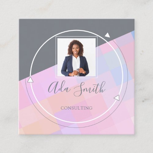 QRCode Logo Custom Custom Photo Finance Frame Pink Square Business Card