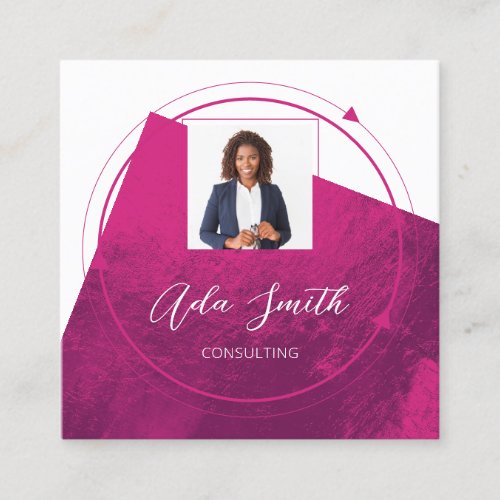 QRCode Logo Custom Custom Photo Geometric Berry Square Business Card