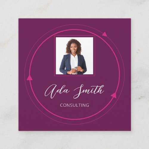 QRCode Logo Custom Custom Photo Geometric Burgundy Square Business Card