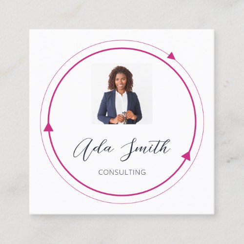 QRCode Logo Custom Custom Photo Geometric White  Square Business Card