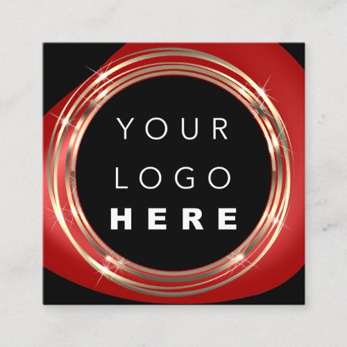 QRCode Logo Online Shop Frame Gold Black Red Square Business Card