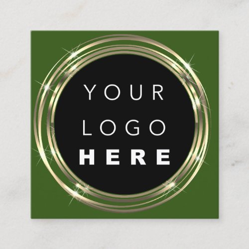  QRCode Logo Online Shop Frame Gold DarkGreen Shop Square Business Card