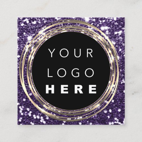  QRCode Logo Online Shop Frame Gold Glitter Purple Square Business Card