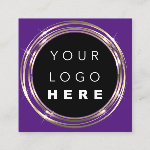  QRCode Logo Online Shop Frame Gold Purple Shop Square Business Card