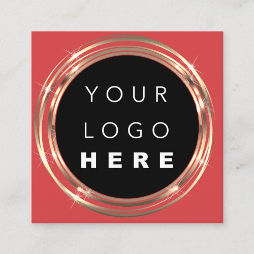  QRCode Logo Online Shop Frame Gold Vivd Red Square Business Card