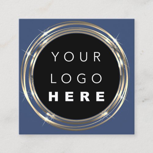  QRCode Logo Online Shop Frame Gold Vivd Skye Blue Square Business Card