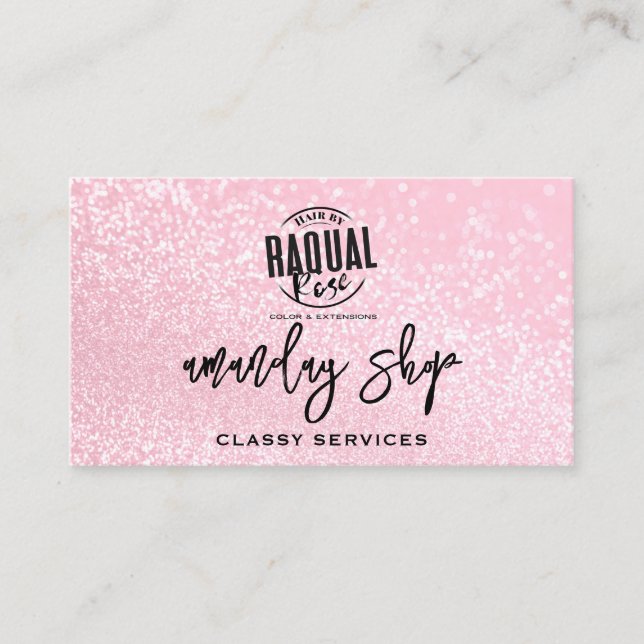 QRCode Logo Online Shop Professional Pink Glitter  Business Card (Front)