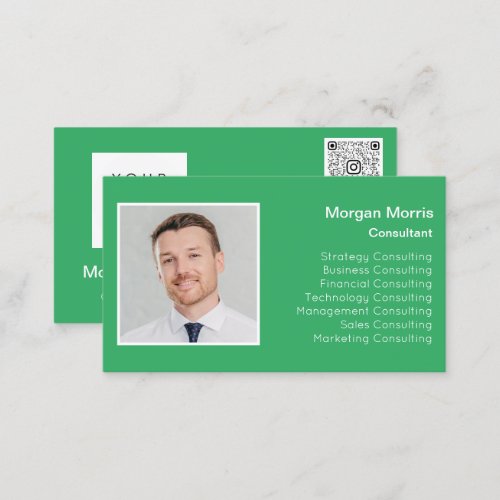 QRCode Logo Photo Professional Company Green Business Card