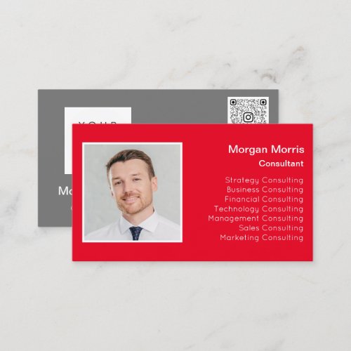QRCode Logo Photo Professional Company Red Business Card