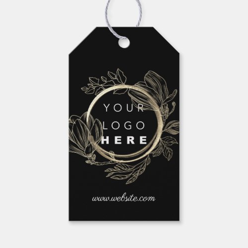 QrCode Logo Product Description Price Floral Black Gift Tags