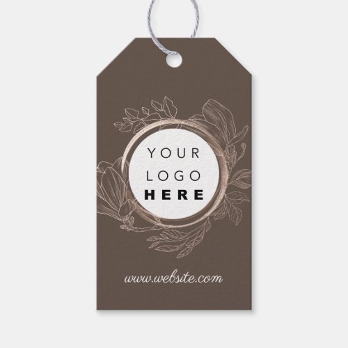 QrCode Logo Product Description Price Floral Brown Gift Tags