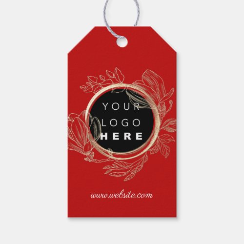 QrCode Logo Product Description Price Floral Red Gift Tags