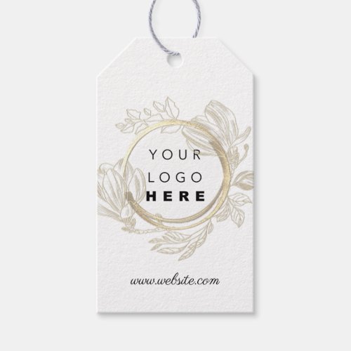 QrCode Logo Product Description Price Floral White Gift Tags