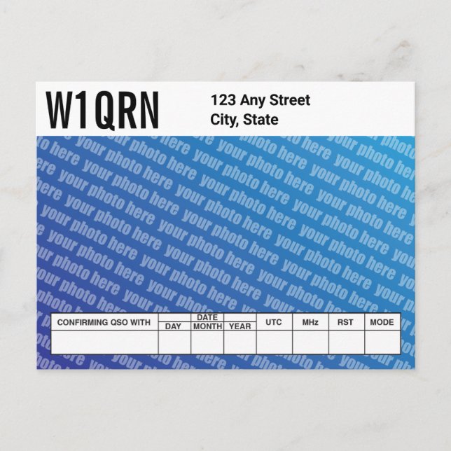 QSL Card Add Your Own Photo (Front)