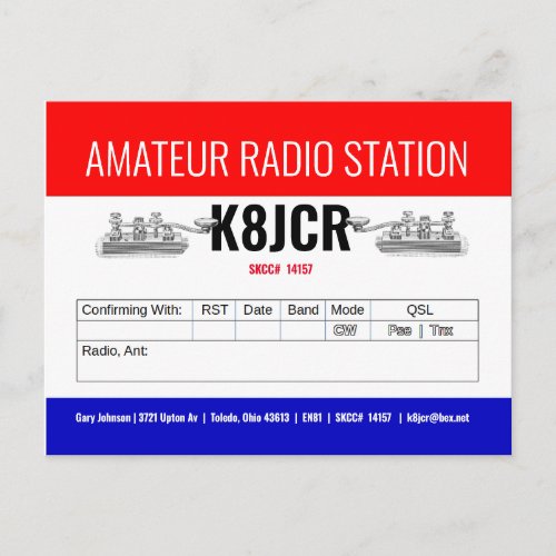 QSL Card Amateur Radio Station for CW Ops 