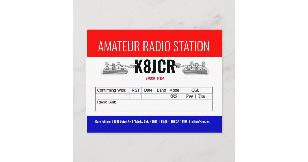 QSL Card Amateur Radio Station for CW Ops | Zazzle