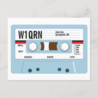 QSL Card Cassette Tape Blue