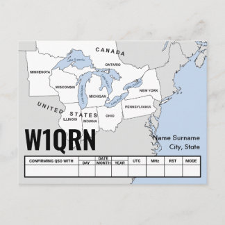 QSL Card Great Lakes Map